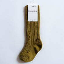 Load image into Gallery viewer, BRIGHT OLIVE KNEE HIGH SOCKS - LITTLE STOCKING CO